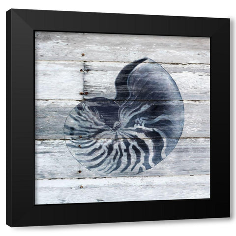 Blue Nautilus Black Modern Wood Framed Art Print by Robinson, Carol