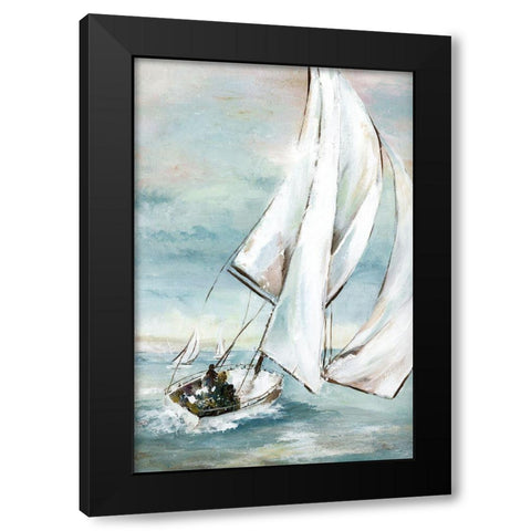 Setting Sail Black Modern Wood Framed Art Print by Nan