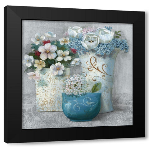 Chic Bouquet Bouquet I Black Modern Wood Framed Art Print by Nan