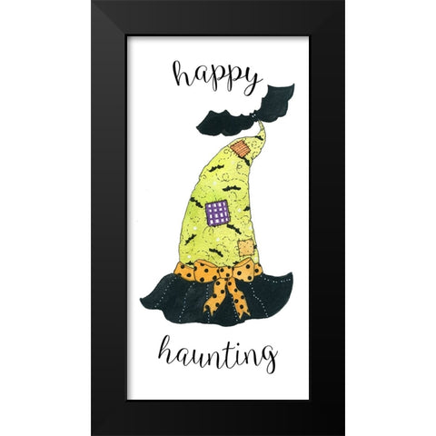Happy Haunting Hat Black Modern Wood Framed Art Print by Finn, Livi