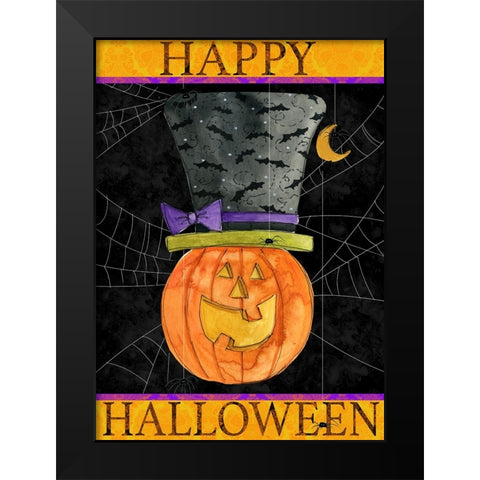 Happy Halloween Black Modern Wood Framed Art Print by Finn, Livi