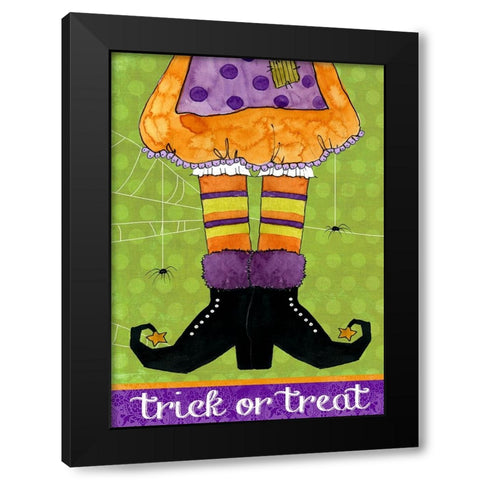 Trick or Treat Black Modern Wood Framed Art Print by Finn, Livi