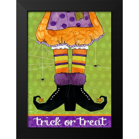 Trick or Treat Black Modern Wood Framed Art Print by Finn, Livi
