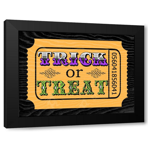 Trick or Treat Ticket Black Modern Wood Framed Art Print with Double Matting by Finn, Livi