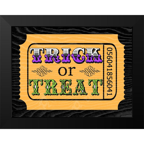 Trick or Treat Ticket Black Modern Wood Framed Art Print by Finn, Livi
