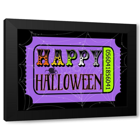 Happy Halloween Ticket Black Modern Wood Framed Art Print with Double Matting by Finn, Livi