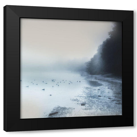 Indigo Moody Shore Black Modern Wood Framed Art Print by Weisz, Irene