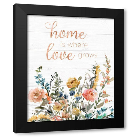 Home is Where Love Grows Black Modern Wood Framed Art Print with Double Matting by Robinson, Carol