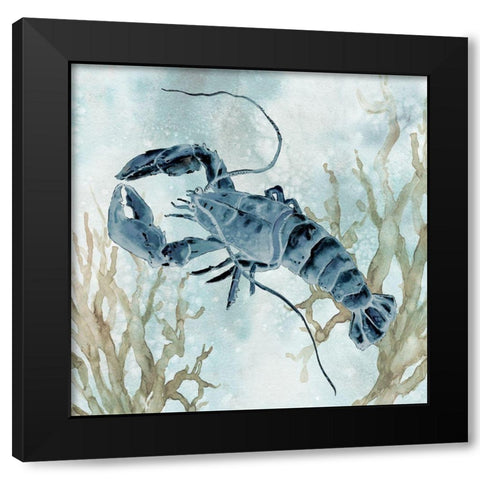 Navy Lobster Black Modern Wood Framed Art Print with Double Matting by Robinson, Carol