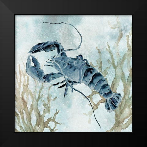Navy Lobster Black Modern Wood Framed Art Print by Robinson, Carol