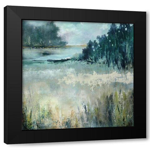 Calm River Valley Black Modern Wood Framed Art Print by Robinson, Carol
