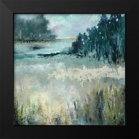 Calm River Valley Black Modern Wood Framed Art Print by Robinson, Carol