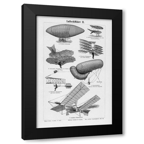 Industrial Flight Black Modern Wood Framed Art Print by CAD Designs