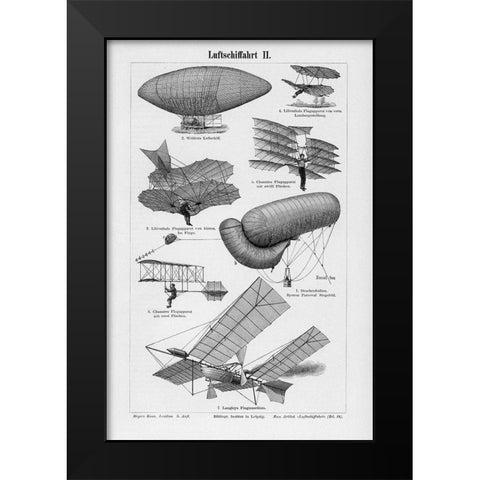 Industrial Flight Black Modern Wood Framed Art Print by CAD Designs