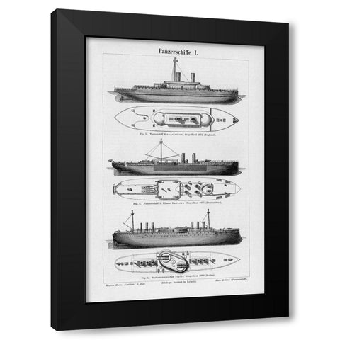 Industrial Ship Black Modern Wood Framed Art Print with Double Matting by CAD Designs