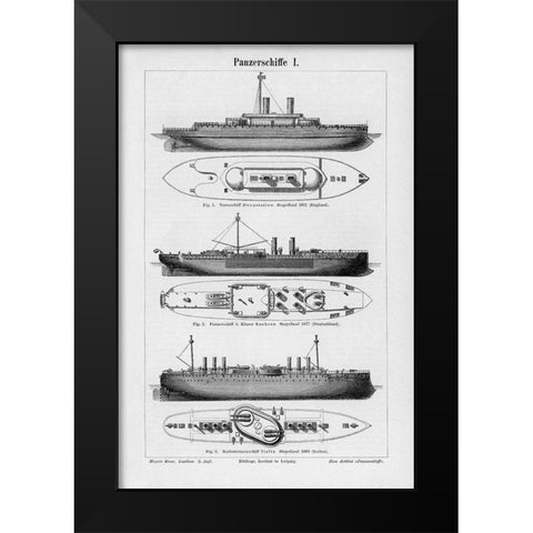 Industrial Ship Black Modern Wood Framed Art Print by CAD Designs
