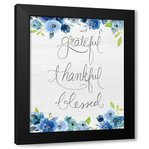 Grateful-Thankful-Blessed Black Modern Wood Framed Art Print with Double Matting by Santiago, Daniela