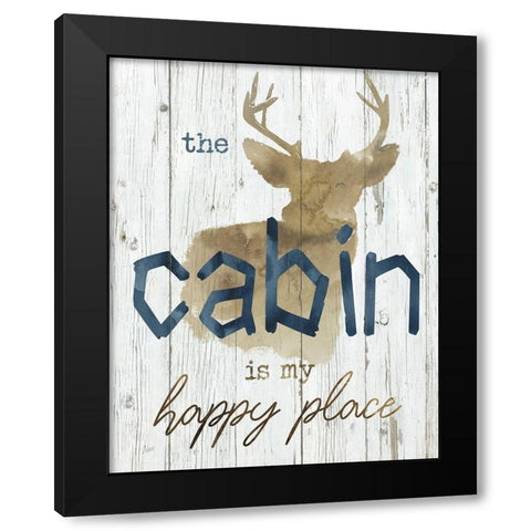 Happy Place Cabin Black Modern Wood Framed Art Print by Nan