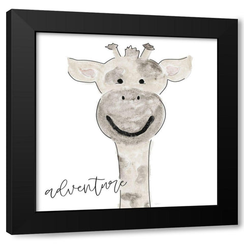Adventure Giraffe Black Modern Wood Framed Art Print by Carpentieri, Natalie