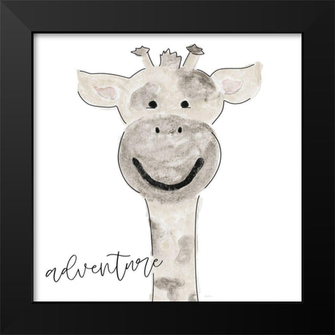 Adventure Giraffe Black Modern Wood Framed Art Print by Carpentieri, Natalie