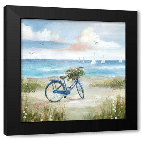 Beach Bike Bliss Black Modern Wood Framed Art Print with Double Matting by Nan