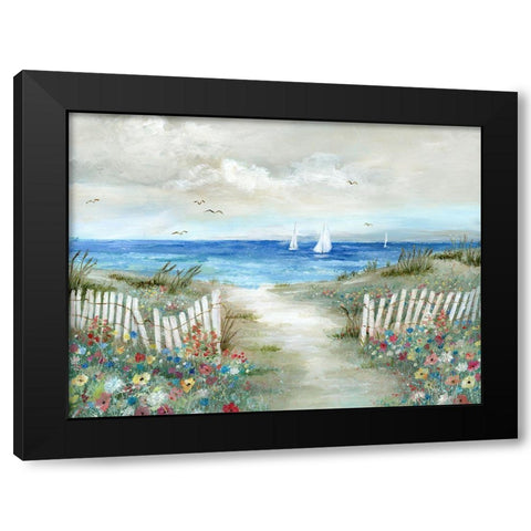 Coastal Garden Black Modern Wood Framed Art Print by Nan