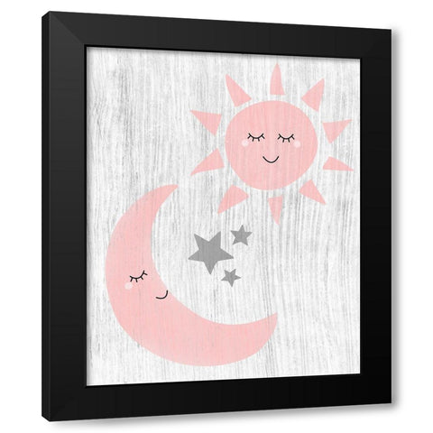 Sun and Moon Black Modern Wood Framed Art Print by CAD Designs