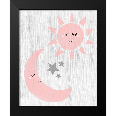 Sun and Moon Black Modern Wood Framed Art Print by CAD Designs