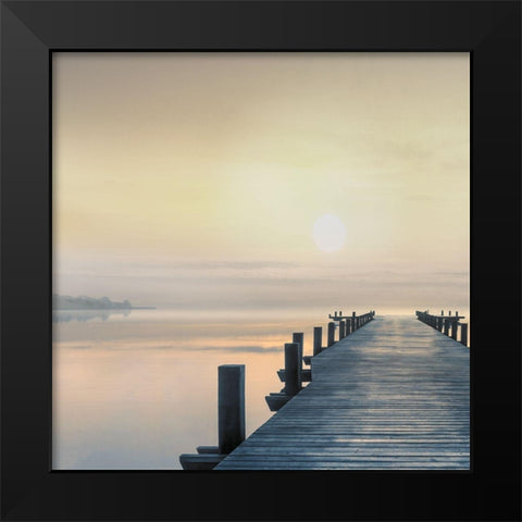 Pier at Dawn Black Modern Wood Framed Art Print by Calascibetta, Mike