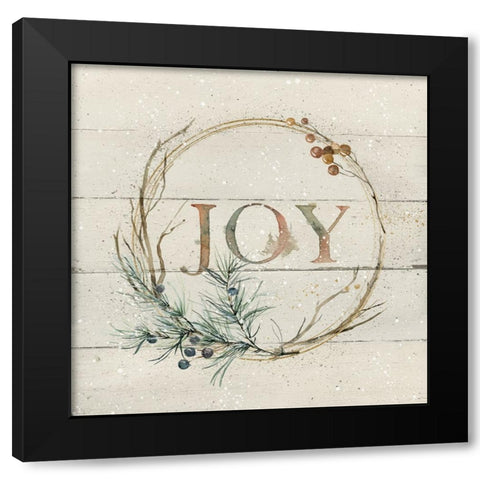 Wreath of Joy Black Modern Wood Framed Art Print by Robinson, Carol