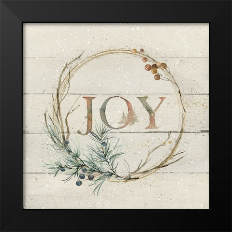 Wreath of Joy Black Modern Wood Framed Art Print by Robinson, Carol
