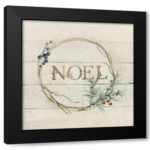 Wreath of Noel Black Modern Wood Framed Art Print with Double Matting by Robinson, Carol