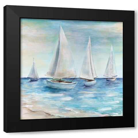 Shore Sailing Black Modern Wood Framed Art Print with Double Matting by Dunlap, Marilyn