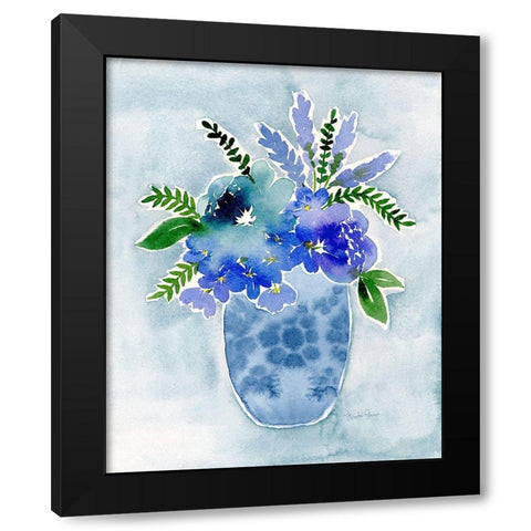 Blue Bouquet I Black Modern Wood Framed Art Print by Gunn, Kourtni