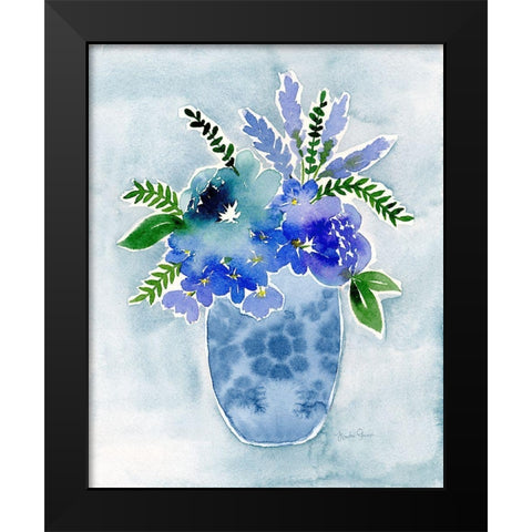 Blue Bouquet I Black Modern Wood Framed Art Print by Gunn, Kourtni