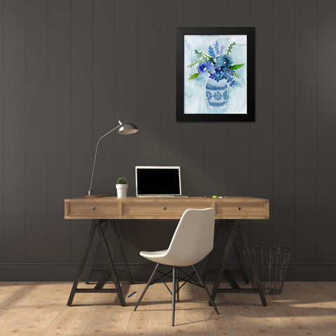 Blue Bouquet II Black Modern Wood Framed Art Print by Gunn, Kourtni