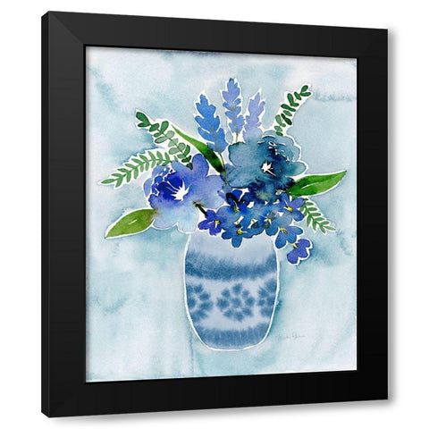 Blue Bouquet II Black Modern Wood Framed Art Print by Gunn, Kourtni