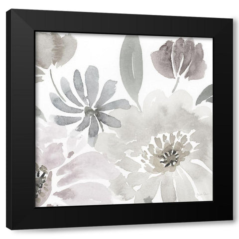 Soft Flourish Black Modern Wood Framed Art Print by Gunn, Kourtni
