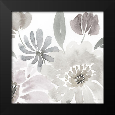 Soft Flourish Black Modern Wood Framed Art Print by Gunn, Kourtni