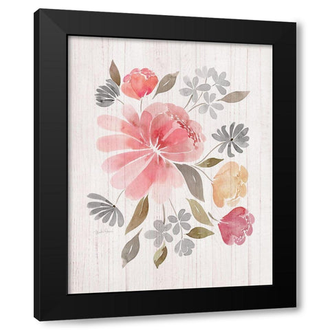 Loose Peonies I Black Modern Wood Framed Art Print with Double Matting by Gunn, Kourtni