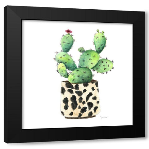 Spotted Cactus Black Modern Wood Framed Art Print with Double Matting by Tava Studios