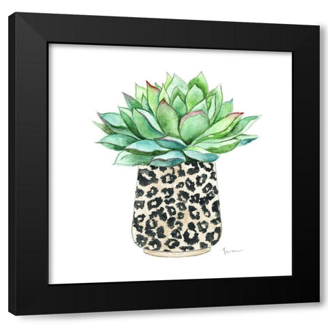 Spotted Succulent Black Modern Wood Framed Art Print with Double Matting by Tava Studios