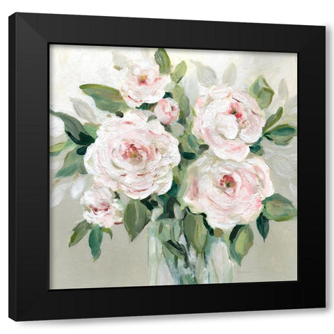 Pale Pink Blossoms Black Modern Wood Framed Art Print with Double Matting by Swatland, Sally