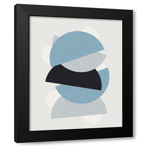 Shapely Blues I Black Modern Wood Framed Art Print by Santiago, Daniela