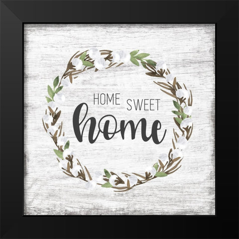 Cotton Wreath Black Modern Wood Framed Art Print by Carpentieri, Natalie