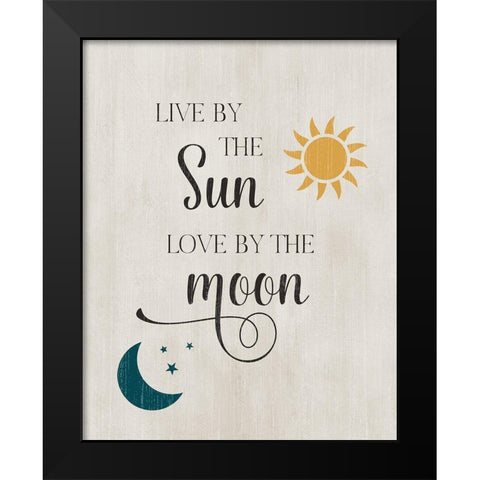 Sun and Moon Black Modern Wood Framed Art Print by CAD Designs