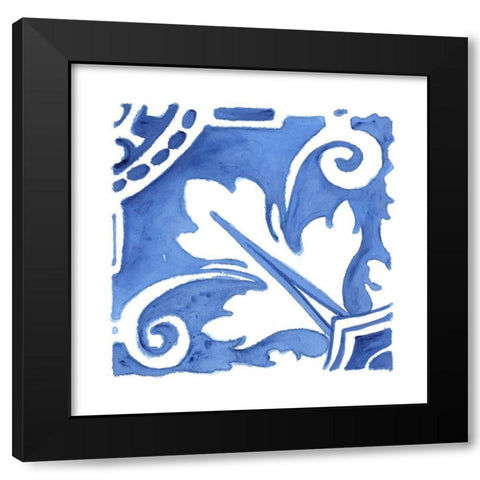 Blue Wash Tile I Black Modern Wood Framed Art Print with Double Matting by Tava Studios