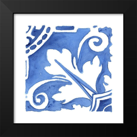 Blue Wash Tile I Black Modern Wood Framed Art Print by Tava Studios