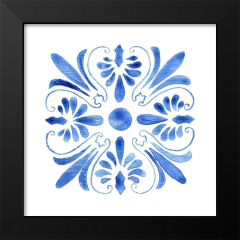 Blue Wash Tile III Black Modern Wood Framed Art Print by Tava Studios