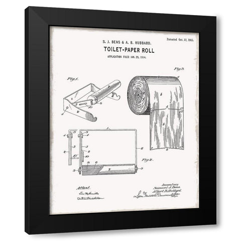 Toilet Paper Patent I Black Modern Wood Framed Art Print with Double Matting by Donovan, Kelly